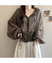 シアーパーカーuvカットゆったりキラキラとした透け感素材