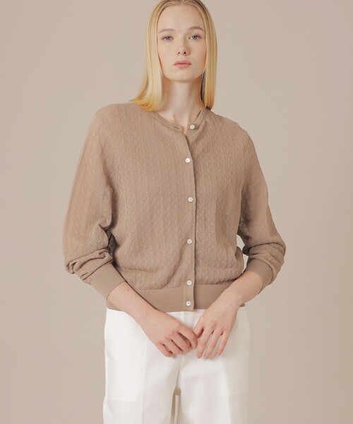 MACKINTOSH LONDON（マッキントッシュ ロンドン）の「シアージャカードカーディガン（カーディガン/ボレロ・レディース・ブラック/ベージュ/ライトグレー・38）」の3枚目の写真