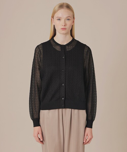 MACKINTOSH LONDON（マッキントッシュ ロンドン）の「シアージャカードカーディガン（カーディガン/ボレロ・レディース・ブラック/ベージュ/ライトグレー・38）」の8枚目の写真