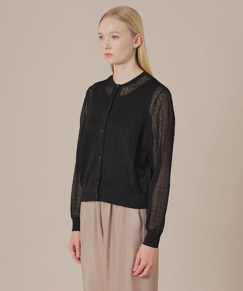 MACKINTOSH LONDON（マッキントッシュ ロンドン）の「シアージャカードカーディガン（カーディガン/ボレロ・レディース・ブラック/ベージュ/ライトグレー・38）」の9枚目の写真