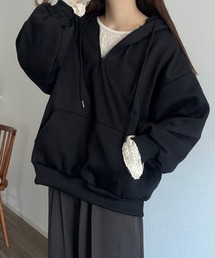 ゆるだぼハーフジップパーカー