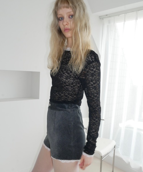 HONEY MI HONEY(ハニーミーハニー)の「lace back open body suit(Tシャツ/カットソー・レディース・ピンク/ホワイト/ブラック・FREE)」の4枚目の写真