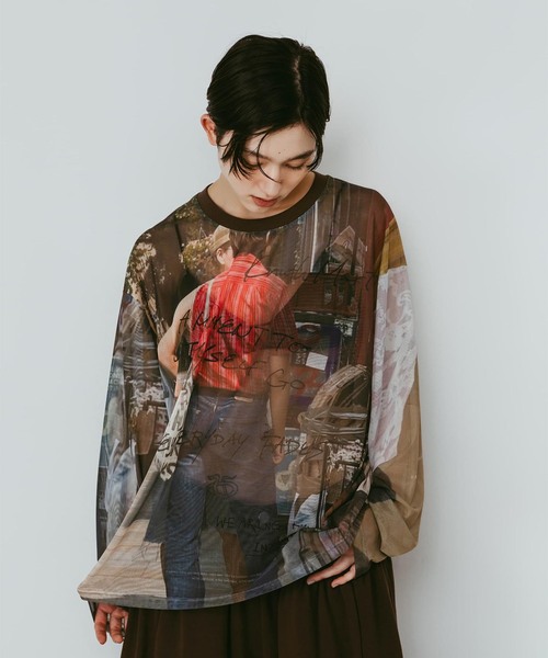 Knuth Marf(クヌースマーフ)の「Knuth Marf / クヌースマーフ oji sheer long-sleeve tee(Tシャツ/カットソー・レディース・ブラウン・FREE)」の3枚目の写真