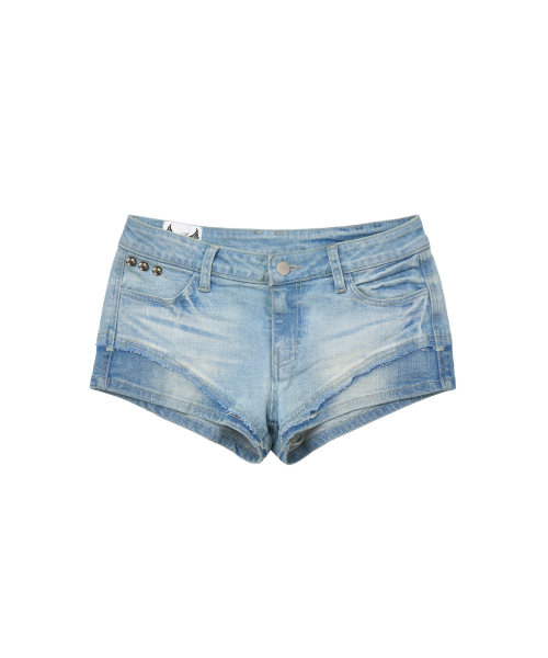 GILAARCHIVE（ギラアーカイブ）の「RAW EDGE SCRIPT LOGO DENIM SHORTS_LIGHT BLUE（デニムパンツ・レディース・その他・SMALL/MEDIUM）」の5枚目の写真