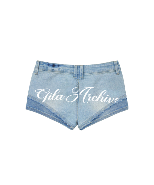 GILAARCHIVE（ギラアーカイブ）の「RAW EDGE SCRIPT LOGO DENIM SHORTS_LIGHT BLUE（デニムパンツ・レディース・その他・SMALL/MEDIUM）」の6枚目の写真
