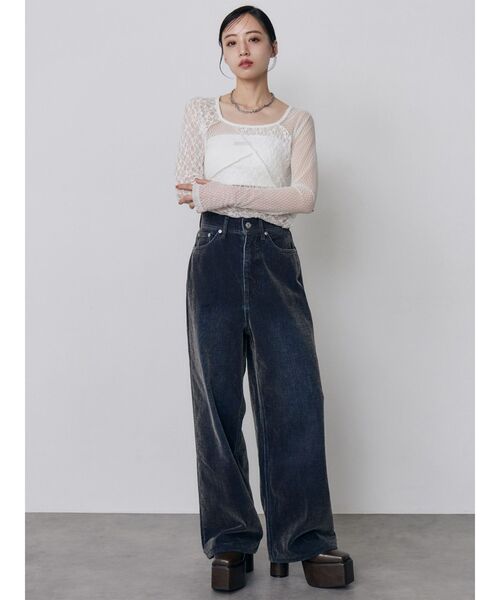 MURUA（ムルーア）の「【セットアップ対応】カラーモールデニムパンツ　秋服（デニムパンツ・レディース・パープル/ボルドー/カーキ/ブルー・1/2）」の6枚目の写真