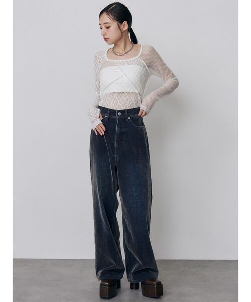 MURUA（ムルーア）の「【セットアップ対応】カラーモールデニムパンツ　秋服（デニムパンツ・レディース・パープル/ボルドー/カーキ/ブルー・1/2）」の7枚目の写真