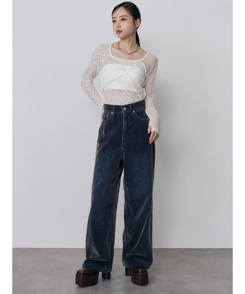 MURUA（ムルーア）の「【セットアップ対応】カラーモールデニムパンツ　秋服（デニムパンツ・レディース・パープル/ボルドー/カーキ/ブルー・1/2）」の8枚目の写真