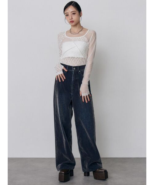 MURUA（ムルーア）の「【セットアップ対応】カラーモールデニムパンツ　秋服（デニムパンツ・レディース・パープル/ボルドー/カーキ/ブルー・1/2）」の9枚目の写真