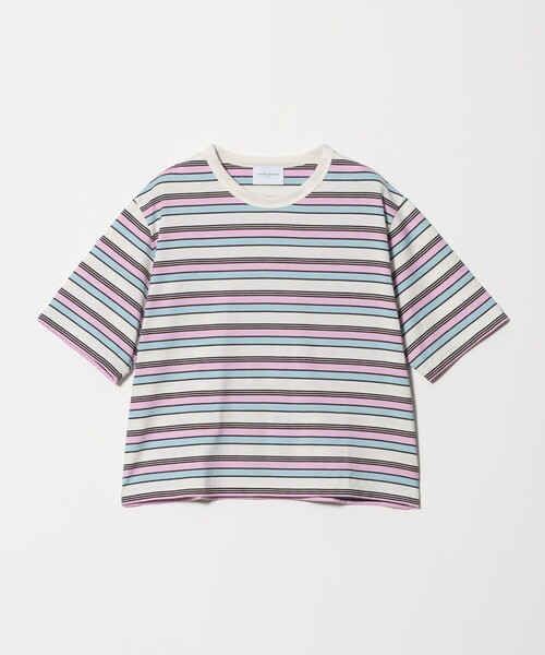 UNITED ARROWS（ユナイテッドアローズ）の「マルチボーダー ハーフスリーブ Tシャツ（Tシャツ/カットソー・レディース・オフホワイト/ダークブラウン・FREE）」の2枚目の写真