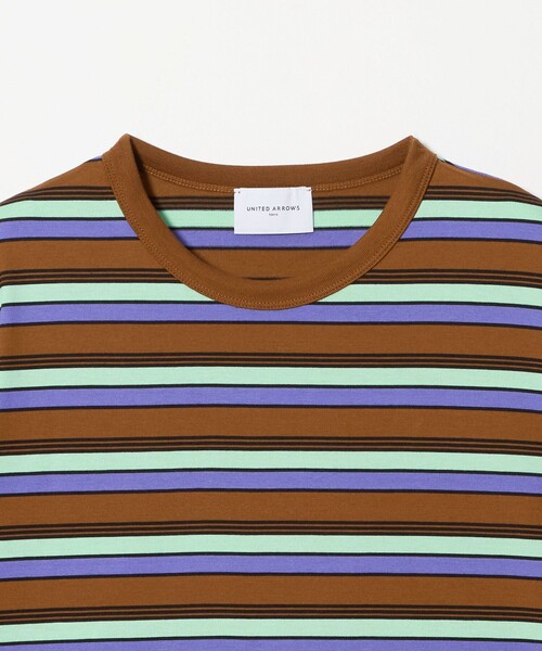 UNITED ARROWS（ユナイテッドアローズ）の「マルチボーダー ハーフスリーブ Tシャツ（Tシャツ/カットソー・レディース・オフホワイト/ダークブラウン・FREE）」の7枚目の写真