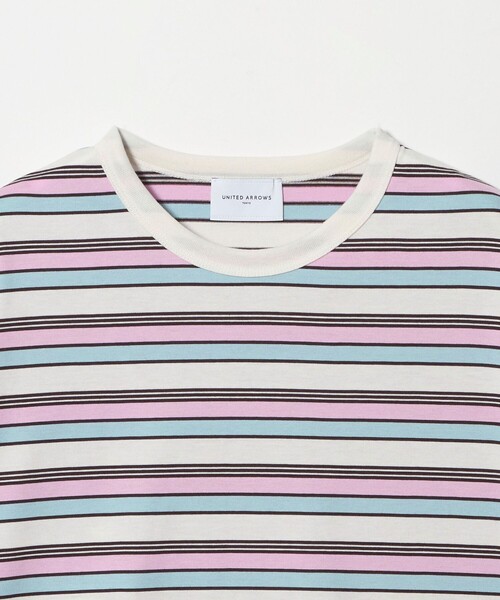 UNITED ARROWS（ユナイテッドアローズ）の「マルチボーダー ハーフスリーブ Tシャツ（Tシャツ/カットソー・レディース・オフホワイト/ダークブラウン・FREE）」の10枚目の写真