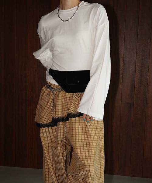 chuclla(チュクラ)の「ワイドスリーブ コンパクトトップス chw26a057(Tシャツ/カットソー・レディース・ホワイト/ブラック・FREE)」の6枚目の写真