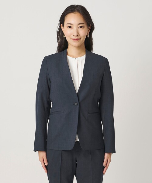A DAY IN THE LIFE UNITED ARROWS（アデイインザライフユナイテッドアローズ）の「ドビー Vネックジャケット ‐セットアップ対応・マシンウォッシャブル‐＜A DAY IN THE LIFE＞（Tシャツ/カットソー・レディース・モカ/ダークグレー/ネイビー・36/40/38）」の6枚目の写真