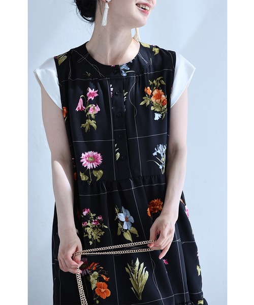 cawaii(カワイイ)の「心ときめく花図鑑ロングワンピース(紐ベルト付き)(ワンピース・レディース・ブラック/アイボリー・FREE)」の18枚目の写真