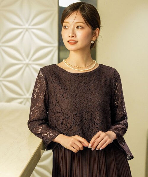 ANY SIS(エニィスィス)の「【Lily Calin】レース×プリーツコンビ ドレス(ドレス・レディース・ネイビー系/ダークブラウン系・LARGE/SMALL/MEDIUM)」の13枚目の写真