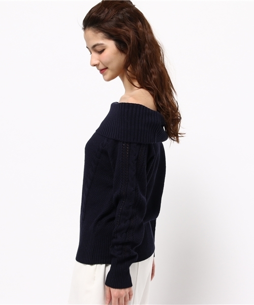 one after another NICE CLAUP（ワンアフターアナザーナイスクラップ）の「オフショルニット（ニット/セーター・レディース・アイボリー/グレイッシュベージュ/イエロー/ネイビー・FREE）」の6枚目の写真