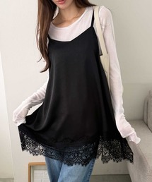 satin lace cami tops（サテンレースキャミトップス）（キャミソール