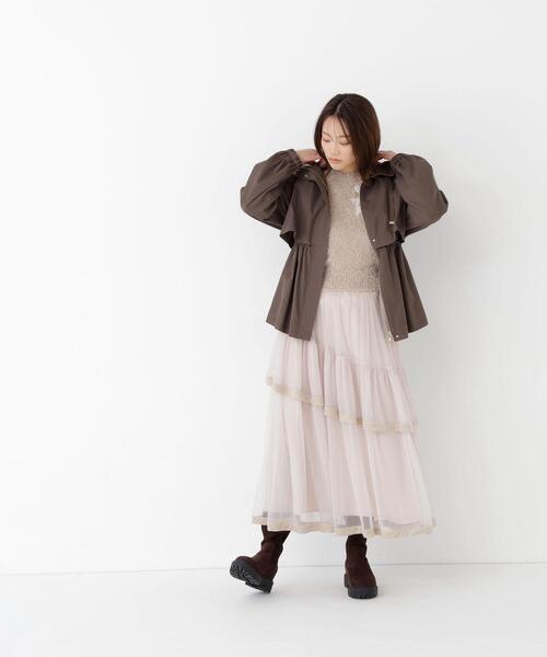 NATURAL BEAUTY BASIC（ナチュラルビューティーベーシック）の「ペプラムマンパ（マウンテンパーカー・レディース・ベージュ/ブラウン/ブラック・SMALL/MEDIUM）」の12枚目の写真