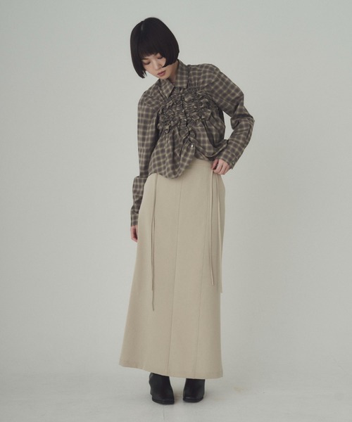 SOYEN(ソイエン)の「フロントシャーリングシャツ(シャツ/ブラウス・レディース・チャコール/チェック・F)」の4枚目の写真
