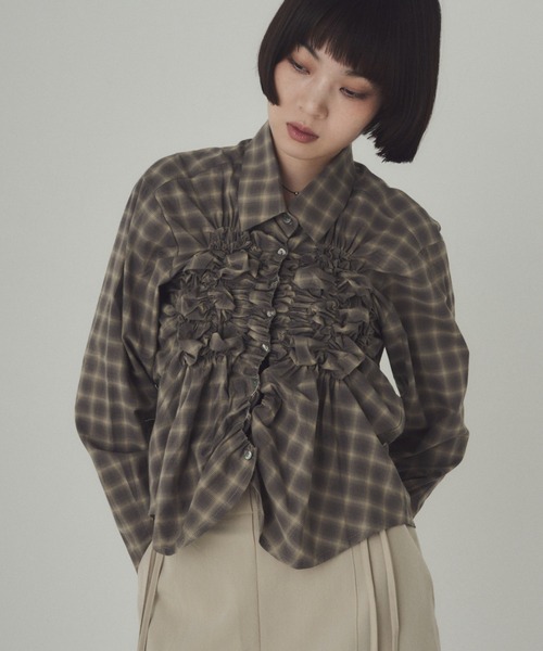 SOYEN(ソイエン)の「フロントシャーリングシャツ(シャツ/ブラウス・レディース・チャコール/チェック・F)」の18枚目の写真