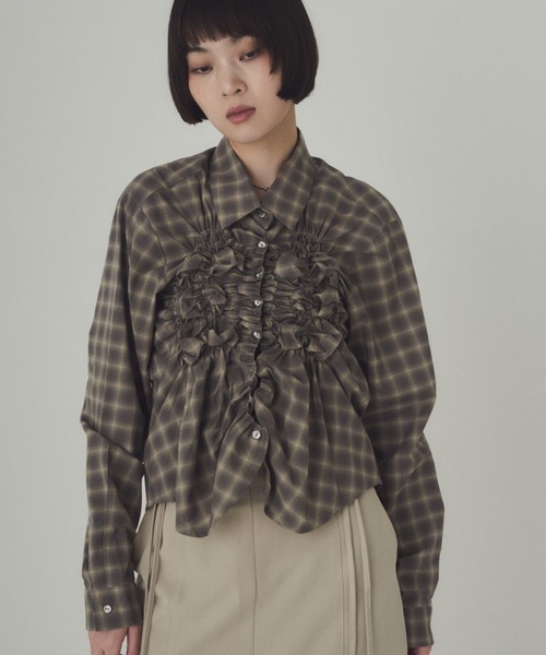 SOYEN(ソイエン)の「フロントシャーリングシャツ(シャツ/ブラウス・レディース・チャコール/チェック・F)」の20枚目の写真