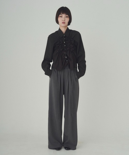 SOYEN(ソイエン)の「フロントシャーリングシャツ(シャツ/ブラウス・レディース・チャコール/チェック・F)」の8枚目の写真