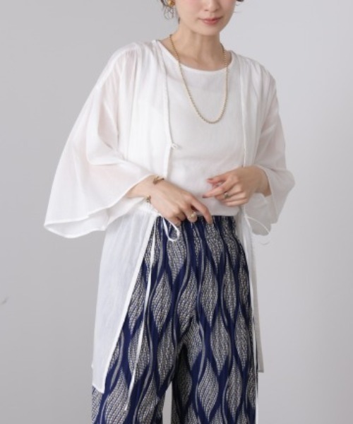 Bou Jeloud(ブージュルード)の「【2点セット】ボイルインナータンクセットチュニック(シャツ/ブラウス・レディース・モカ/オフホワイト/ブラック・MEDIUM)」の2枚目の写真