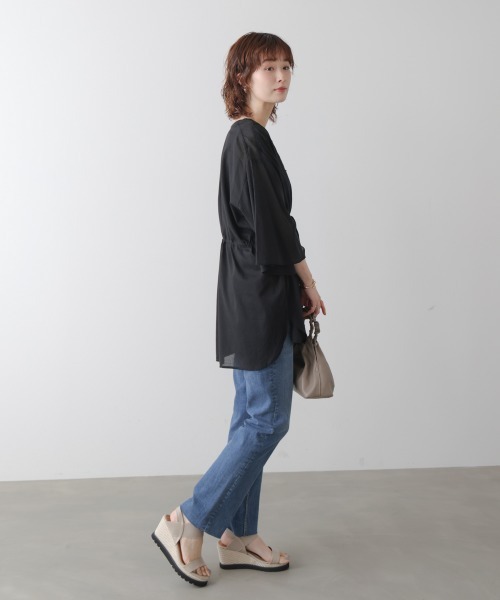 Bou Jeloud(ブージュルード)の「【2点セット】ボイルインナータンクセットチュニック(シャツ/ブラウス・レディース・モカ/オフホワイト/ブラック・MEDIUM)」の11枚目の写真