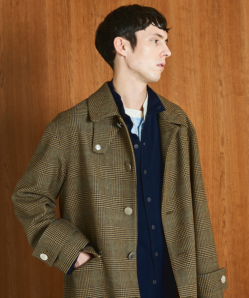 Mackintosh(マッキントッシュ)の「MACKINTOSH(マッキントッシュ) 別注 HUMBIE/ハンビー SL "グレンチェック"(ステンカラーコート・メンズ・キャメル・38/36/34/32)」の7枚目の写真