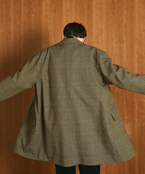 Mackintosh(マッキントッシュ)の「MACKINTOSH(マッキントッシュ) 別注 HUMBIE/ハンビー SL "グレンチェック"(ステンカラーコート・メンズ・キャメル・38/36/34/32)」の9枚目の写真