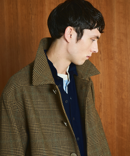 Mackintosh(マッキントッシュ)の「MACKINTOSH(マッキントッシュ) 別注 HUMBIE/ハンビー SL "グレンチェック"(ステンカラーコート・メンズ・キャメル・38/36/34/32)」の12枚目の写真