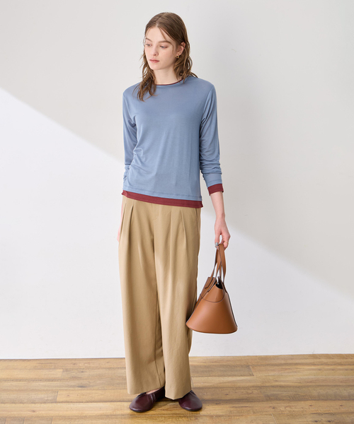 LE SOUK HOLIDAY(ルスークホリデー)の「レイヤード風クルーネックTシャツ(Tシャツ/カットソー・レディース・サックスブルー/ダークブラウン/ブラック・L/M)」の20枚目の写真