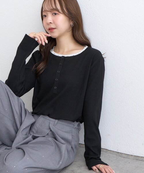 DISCOAT(ディスコート)の「【WEB限定】リブヘンリーロングスリーブ(Tシャツ/カットソー・レディース・ネイビー/ホワイト/ブラック・FREE)」の13枚目の写真