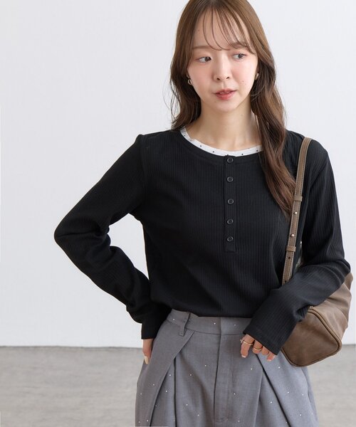 DISCOAT(ディスコート)の「【WEB限定】リブヘンリーロングスリーブ(Tシャツ/カットソー・レディース・ネイビー/ホワイト/ブラック・FREE)」の16枚目の写真