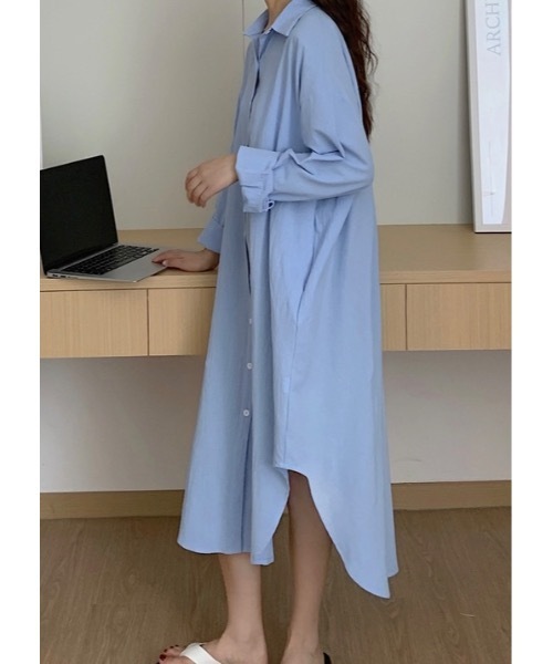 SALTMINT（ソルトミント）の「シャツワンピース（シャツワンピース・レディース・ブルー/ブラック・FREE）」の2枚目の写真