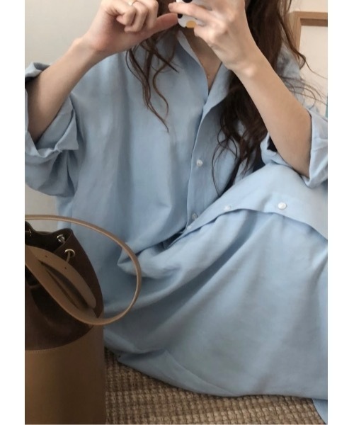 SALTMINT（ソルトミント）の「シャツワンピース（シャツワンピース・レディース・ブルー/ブラック・FREE）」の5枚目の写真