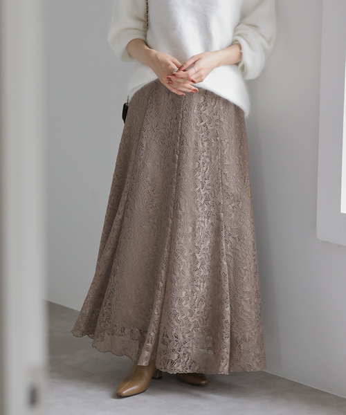 La TOTALITE(ラトータリテ)の「【洗える】コードレーススカート(スカート・レディース・ブラック/カーキ・36/38)」の6枚目の写真