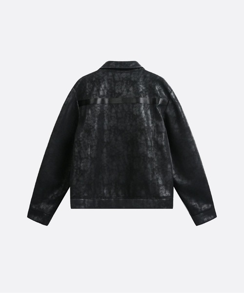 U:UME(ユーム)の「Crack Texture Faux Leather Jacket(ライダースジャケット・メンズ・ブラック・LARGE/MEDIUM/XX-LARGE/X-LARGE)」の4枚目の写真