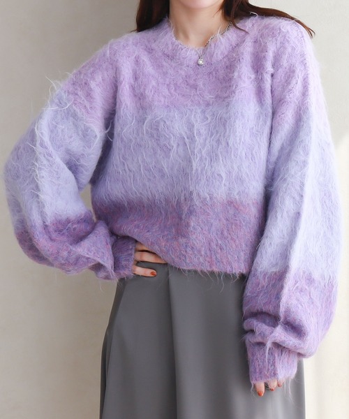 NYLAUS(ナイラス)の「【SG】グラデーション ニット プルオーバー(ニット/セーター・レディース・チャコールグレー/ブルー/パープル・M)」の3枚目の写真