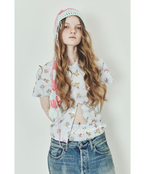 HYSTERIC GLAMOUR(ヒステリックグラマー)の「EMA/BUBBLY BUTTERFLY 丸衿シャツ(シャツ/ブラウス・レディース・ブルー系その他・FREE)」の4枚目の写真