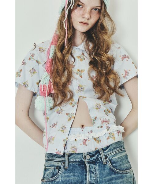 HYSTERIC GLAMOUR(ヒステリックグラマー)の「EMA/BUBBLY BUTTERFLY 丸衿シャツ(シャツ/ブラウス・レディース・ブルー系その他・FREE)」の5枚目の写真