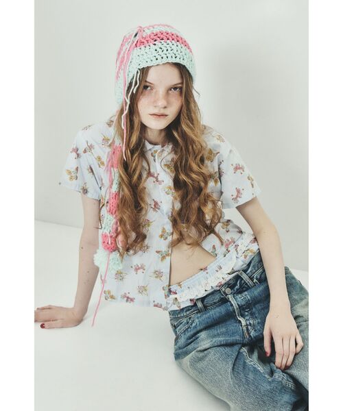 HYSTERIC GLAMOUR(ヒステリックグラマー)の「EMA/BUBBLY BUTTERFLY 丸衿シャツ(シャツ/ブラウス・レディース・ブルー系その他・FREE)」の7枚目の写真