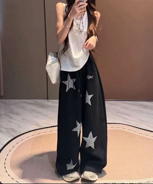 shyam inspiration(シャムインスピレーション)の「ラインストーンスターデザインスウェットパンツ(スウェットパンツ・レディース・ホワイト/ブラック・M/L)」の18枚目の写真