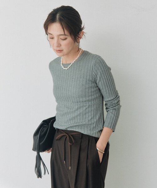 RIVE DROITE(リヴドロワ)の「シルクカシミヤリブクルーニット(オフィスカジュアル/秋服/冬服)(ニット/セーター・レディース・グレー/オフホワイト/ブラック/ブラウン・FREE)」の19枚目の写真