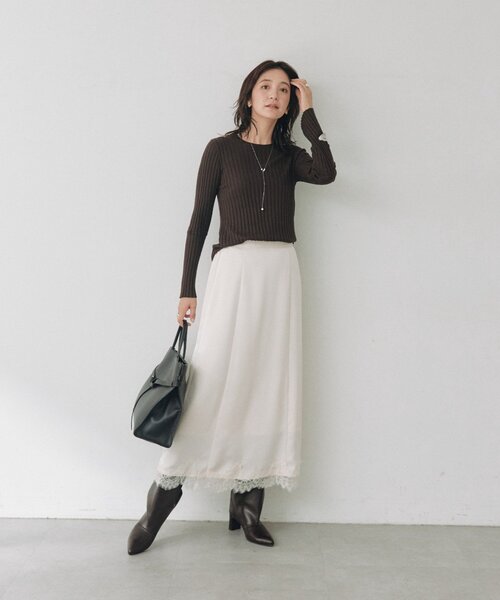 RIVE DROITE(リヴドロワ)の「シルクカシミヤリブクルーニット(オフィスカジュアル/秋服/冬服)(ニット/セーター・レディース・グレー/オフホワイト/ブラック/ブラウン・FREE)」の21枚目の写真