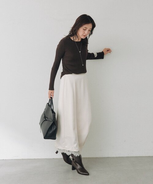 RIVE DROITE(リヴドロワ)の「シルクカシミヤリブクルーニット(オフィスカジュアル/秋服/冬服)(ニット/セーター・レディース・グレー/オフホワイト/ブラック/ブラウン・FREE)」の22枚目の写真