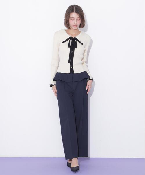 JILL by JILL STUART(ジルバイジルスチュアート)の「配色ボウタイコンパクトニット(ニット/セーター・レディース・ブラック/ホワイト/レッド・FREE)」の4枚目の写真