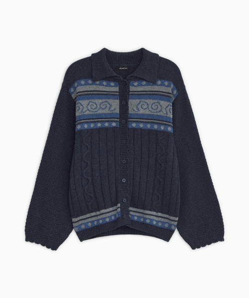 OHESHIO（オヘシオ）の「スネイルグラフィックニットカーディガン（ネイビー）（カーディガン/ボレロ・レディース・その他・FREE）」の2枚目の写真