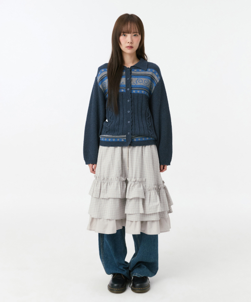 OHESHIO（オヘシオ）の「スネイルグラフィックニットカーディガン（ネイビー）（カーディガン/ボレロ・レディース・その他・FREE）」の6枚目の写真